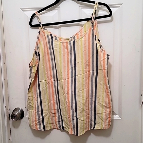PERCH BY BLU PEPPER WOMENS STRIPED BUTTON RAINBOW TANK TOP SIZE 2XL - Picture 4 of 6
